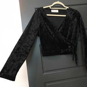 Black Velvet Wrap Crop Top